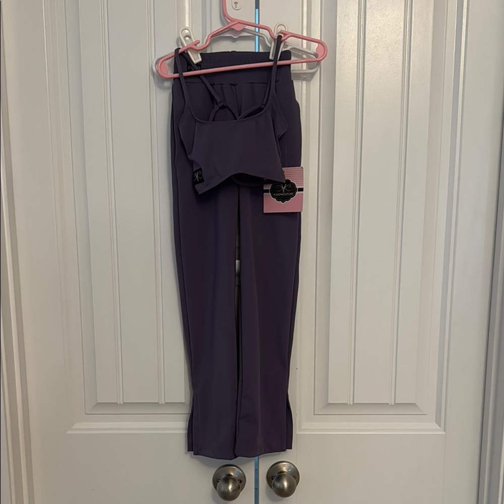 High-Waist Purple Dance Leggings & Bra Top From Kandi Kouture
